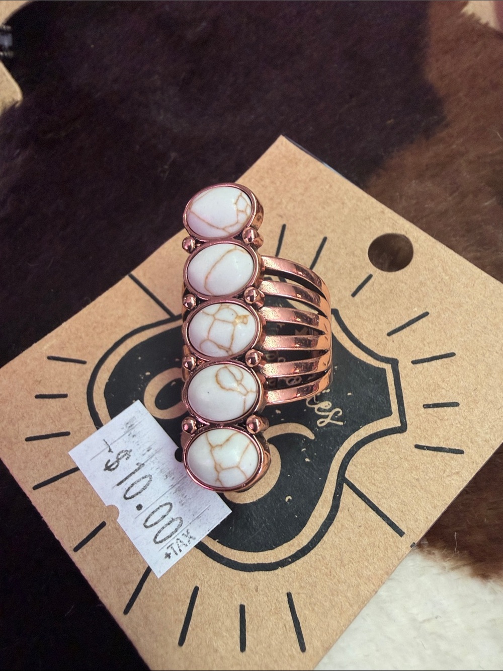 Rose Gold White Stone Statement Ring